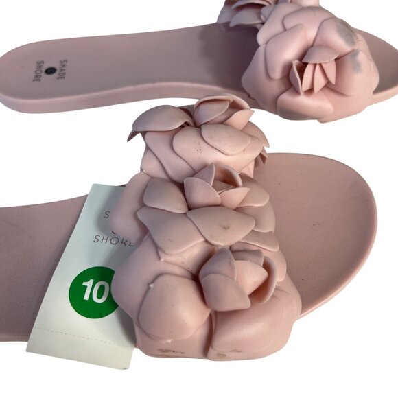 Shade & Shore Flower Embellished Slides Sandals Womens Size 10 Pink New Summer - Picture 5 of 13